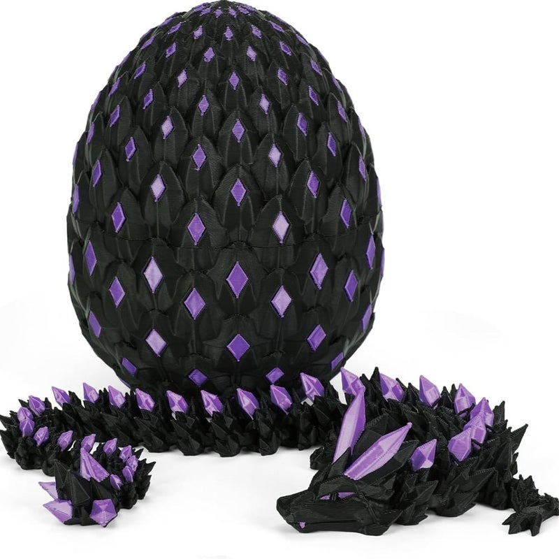 3D Printed Crystal Dragon Egg Halloween Toy with Articulated Joints, Novel Toy, Glow-in-the-Dark Dragon Egg